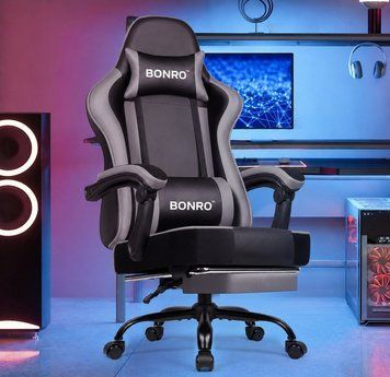 Крісло офісне з підставкою для ніг Bonro B-059 сіре 42412134 фото