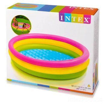 Дитячий надувний басейн з надувним дном Intex 57412 &laquo;Веселка&raquo;, 114 х 25 см 57412 фото