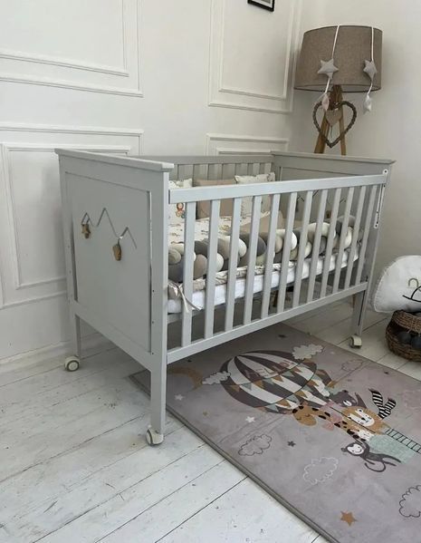 Ліжечко ECO Baby Premium з рухомою боковиною, сіре Premium Gray фото